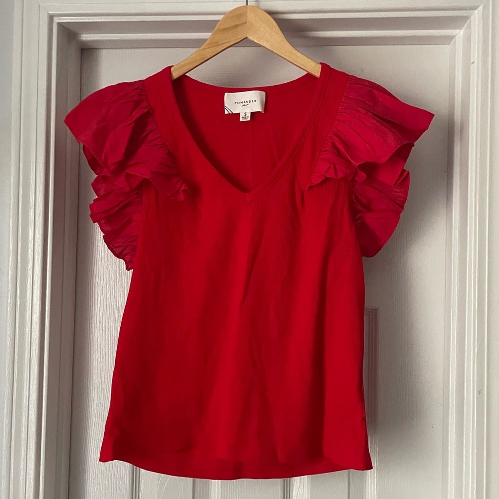Tuckernuck Pomander Place Red Flutter Sleeve Top